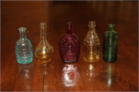 Lot of 5 colored glass mini bottles