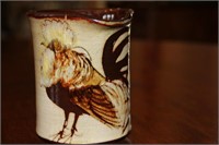 Signed England rooster stoneware pitcher