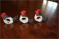 Lot of 3 wooden rooster napkin holders