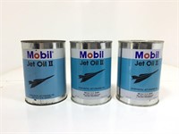 3 x Mobil NOS Jet Oil Quart Tins