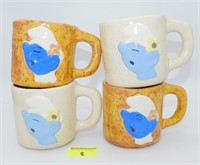Lot of (4) Ceramic Smurf Mugs