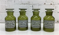 4 Green prop apothecary bottles
