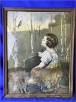 Vintage Framed Print- Spring Song Blind Girl