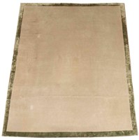 Tibetan Off-White Green Border Carpet, 11' x 10'