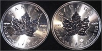 (2) 1 OZ .999 SILVER 2019 CANADIAN MAPLE ROUNDS