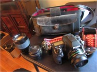 pentax camera,lenses & bag
