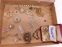 Women's rhinestone pins - Goldtone necklaces - &