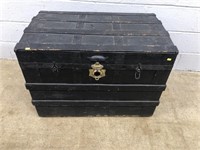 Vtg. Flat Top Steamer Trunk