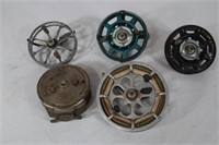 (5) VINTAGE METAL REELS: