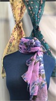 3 Floral Pattern Scarves, 1 Is New