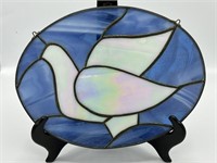 Oval Stained Glass Dove Panel