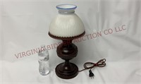 Vintage Electric Table Lamp - Cracked Globe