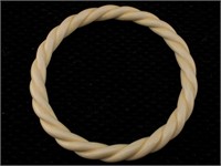 Genuine Carved Ivory Bangle Bracelet - 2.5 in