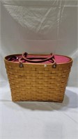 Large leather handle longaberger picnic basket