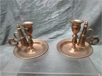 Brass Chamberstick Candle Holders w/ Snuffers