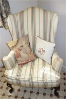 QUEEN ANNE STYLE WING BACK CHAIR W/DOWN CUSHION