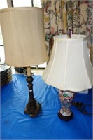 2 PC. LAMPS - BRASS AND ASIAN CERAMIC ASIAN