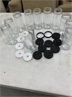 10x16oz. 5 White lids holes White lids, glass
