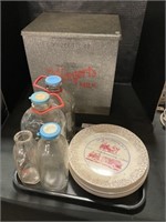 Wengert’s Milk Box & Bottles, Fireman Plates.;