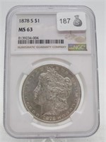 1878 S MORGAN SILVER DOLLAR NGC MS63