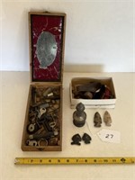 Flat of Assorted Items to Include 4 Artifacts