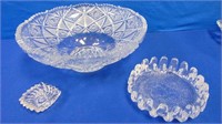 Very Large Cut Crystal Pedestal Bowl With Extras,