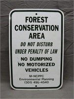 Official Retired Forest Conservation Area St. Sign