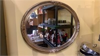 Gold oval wall mirror - plastic frame measures