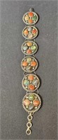 Tibetan Ankle Bracelet Silver Tone w/ Stones