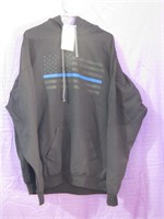 Thin Blue Line Police Support Pull Over Hoodie 2XL