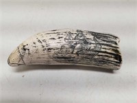 Faux Scrimshaw Whale Tooth Replica Carving