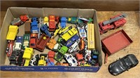 Box of Matchbox/ Hot Wheels/ Tootsie cars/trucks