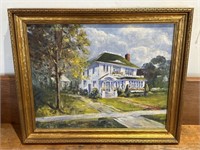 Vagt signed painting on canvas - manor house