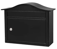 Saratoga Black Steel Locking Wall Mount Mailbox