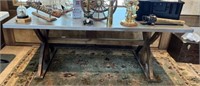 Metal Top Table w/ Trestle Base