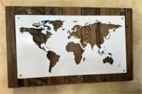 World Map Metal & Wood Wall Art