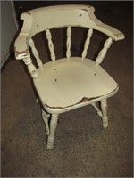 Cream color wood round back chair