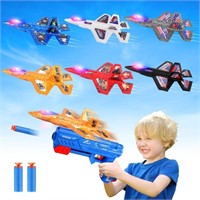 6 Pack Airplane Launcher Toy,7.4" F-35 Foam LED C