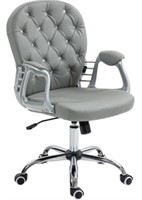 Button Tufted Desk Chair - Grey