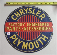 Porcelain Chrysler Plymouth sign. Measures 11