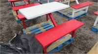 Red And White Food Court Table
