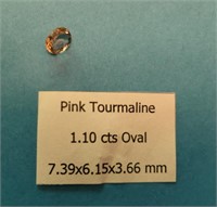 1 ct loose oval, pink tourmaline stone