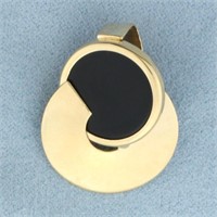 Onyx Disc Pendant or Slide in 14k Yellow Gold