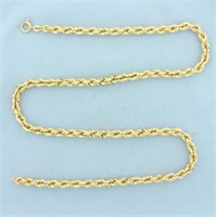 Italian 20 Inch Rope Link Chain Necklace in 14k Ye