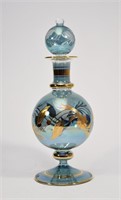 Blue Glass Vase with Gilt Decoration