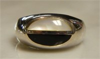 Sterling Silver Onyx and Mother-of-Pearl Ring.