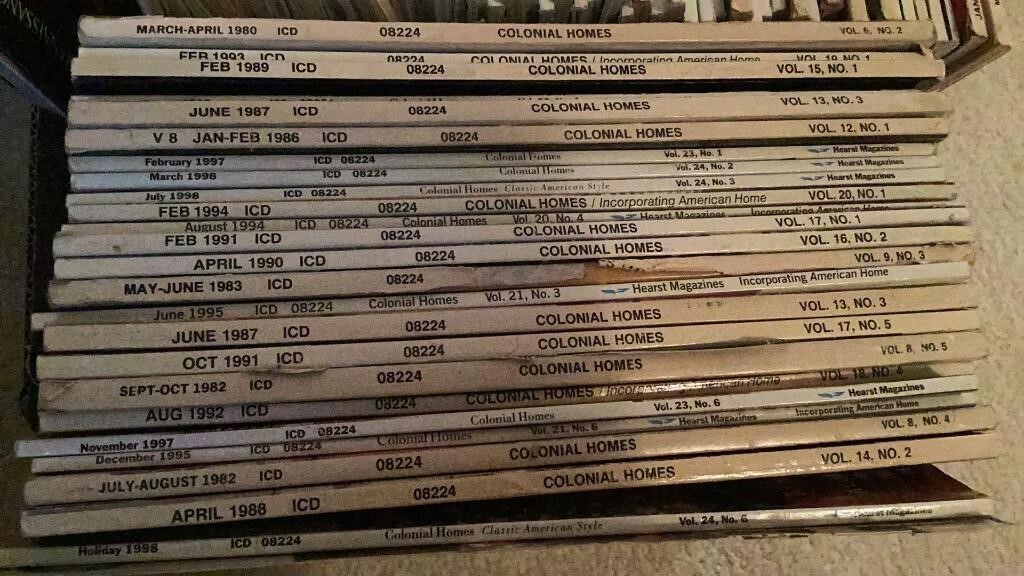 Box of 74 Colonial Homes Magazines