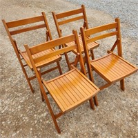 Set of 5 Wood Folding Chairs