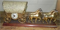 Vtg United Clock Lamp #550 Horses/Covered Wagon