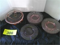 Pink Depression Bowl / Plates